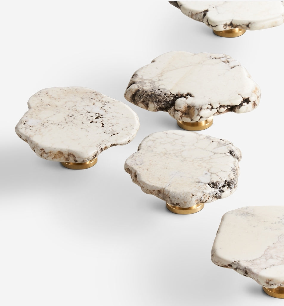 White Marble Brass Cabinet Handles & Knobs