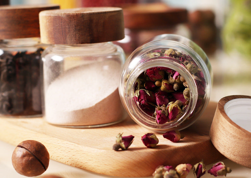 Glass Jars with Wooden Screw Lids