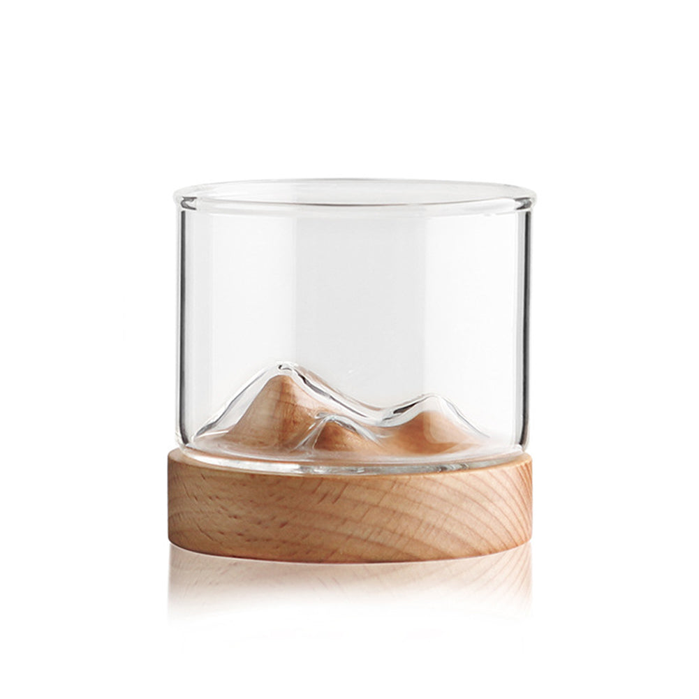 Mountain Glass with Wooden Base