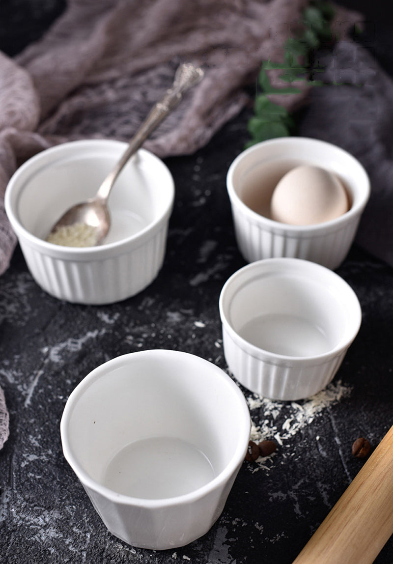 White Ceramic Baking Bowls (Set of 4)