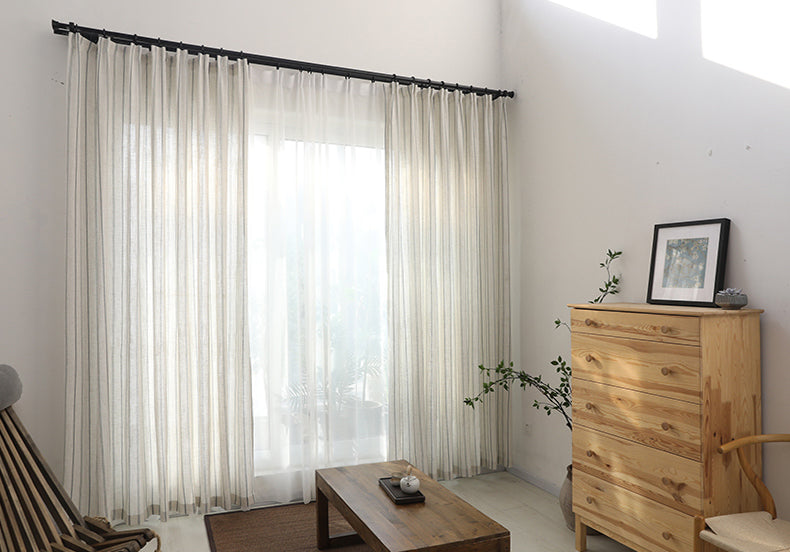 Linen Blue Stripe Light Lux Curtain