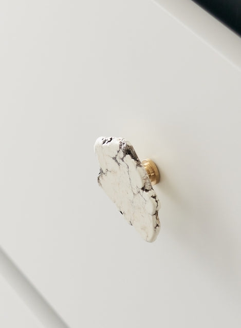 White Marble Brass Cabinet Handles & Knobs