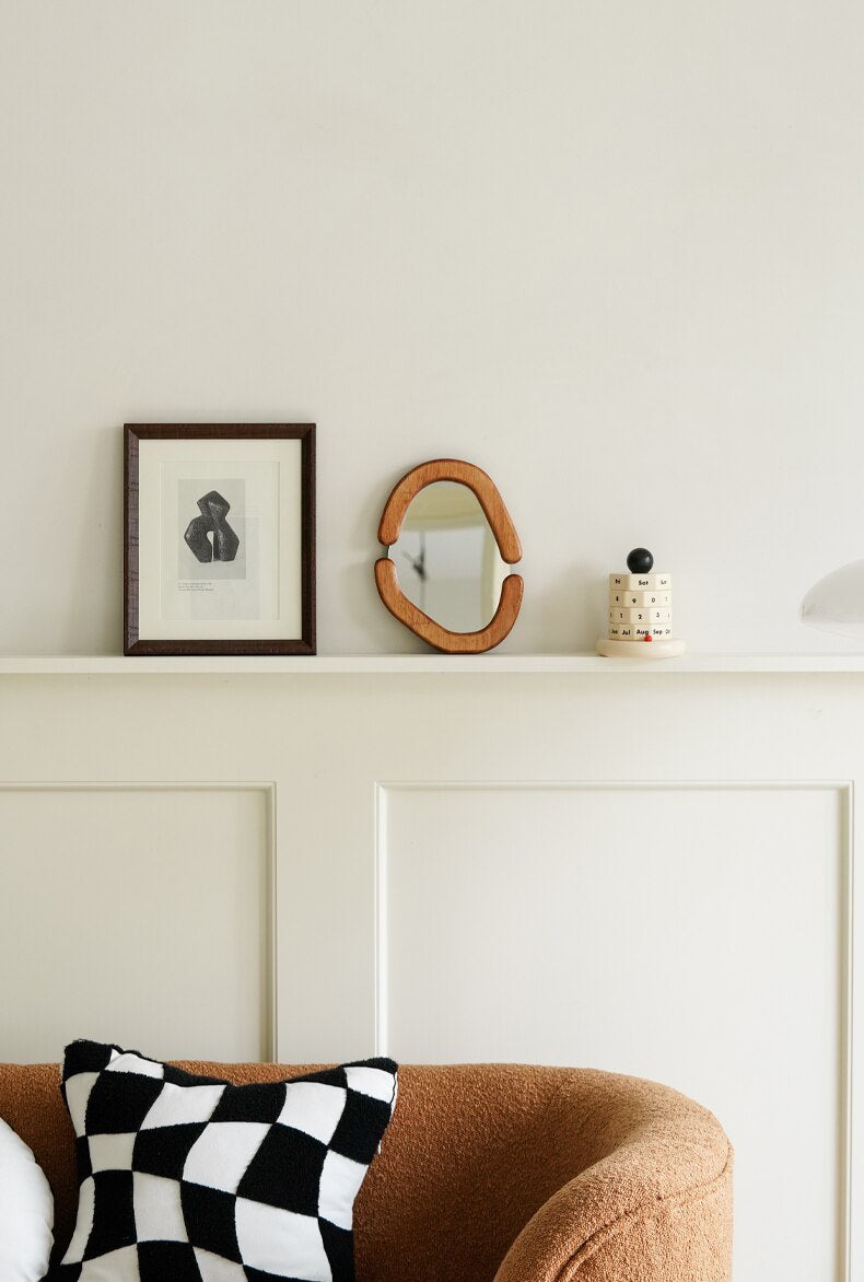 Wooden Retro Oval Mirror