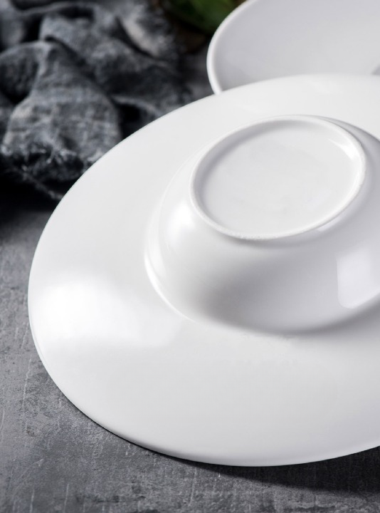 White Ceramic Deep Dinner Plate