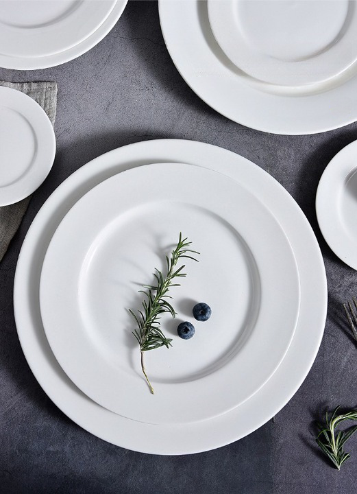 White Ceramic Round Dinner Plates
