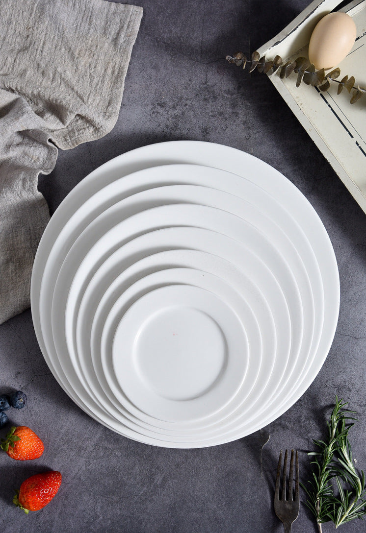 White Ceramic Round Dinner Plates