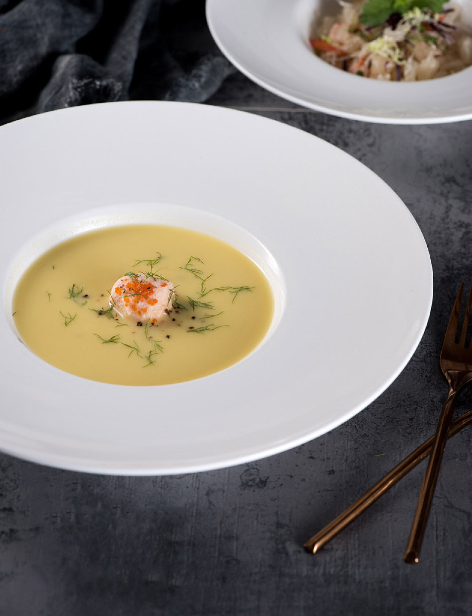 White Ceramic Deep Dinner Plate