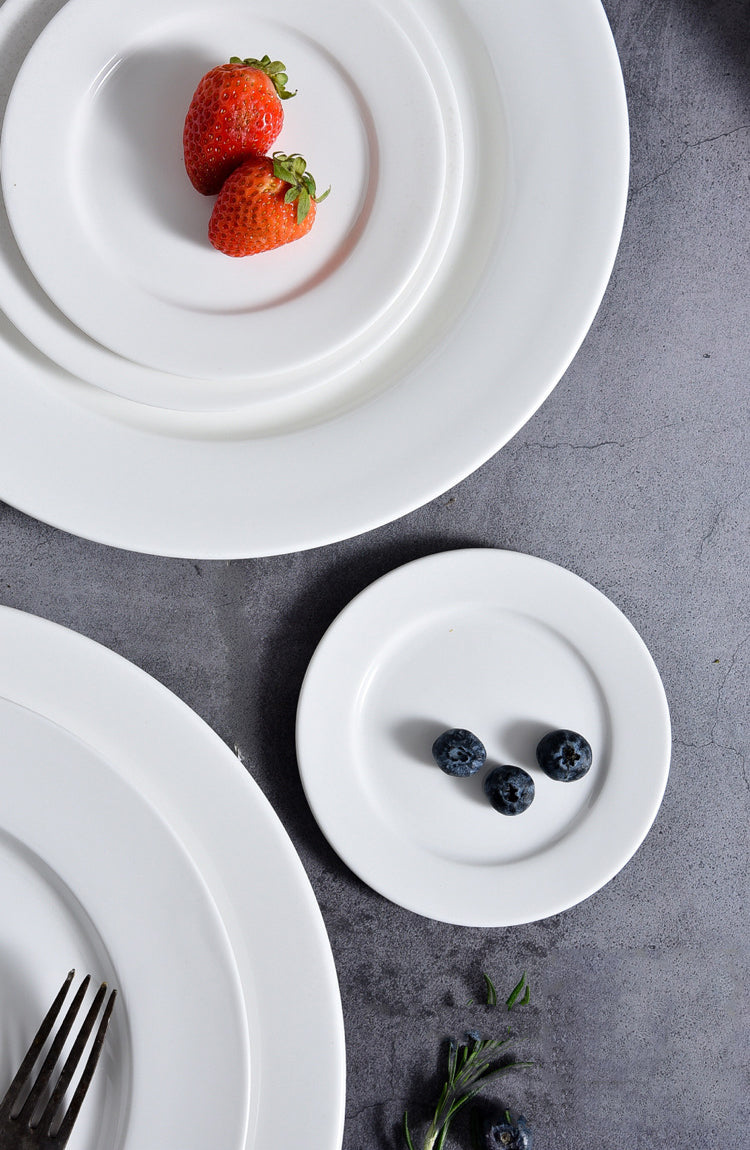 White Ceramic Round Dinner Plates
