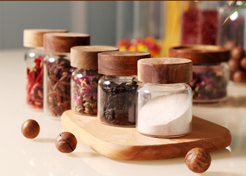Glass Jars with Wooden Screw Lids