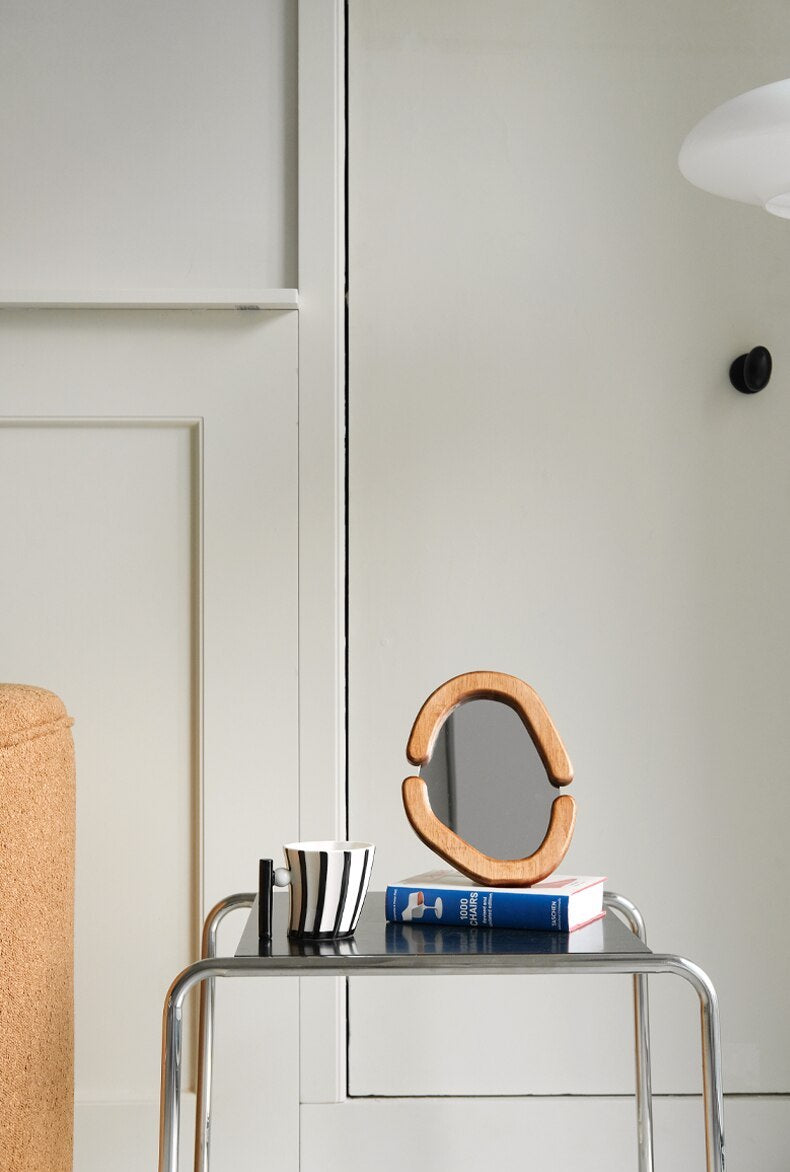Wooden Retro Oval Mirror