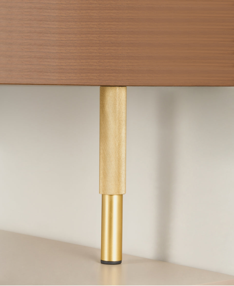 Knurled Brass Cabinet Legs (Adjustable Height)