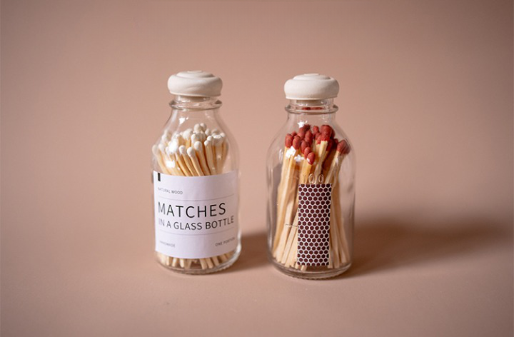 Light Lux Matches In a Glass Bottle