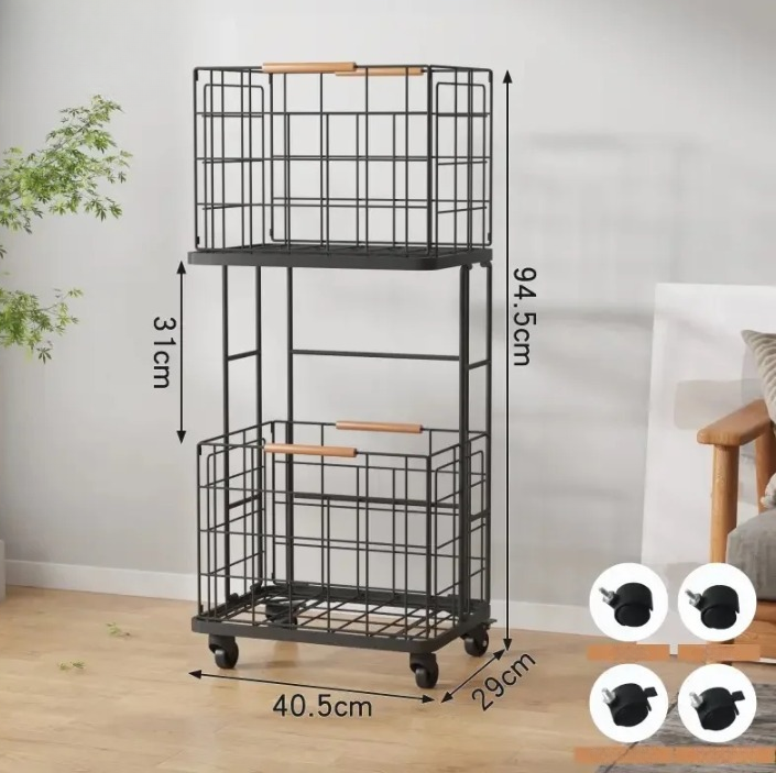 Two-Tier Laundry Baskets with Wheels