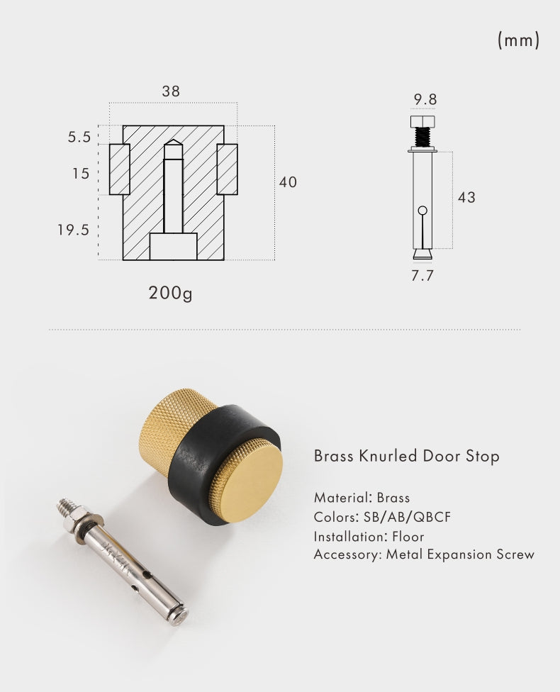 Light Lux Knurled Brass Door Stop Bumpers