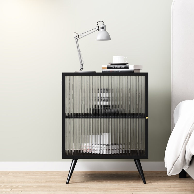 Metal & Glass Bedside Table