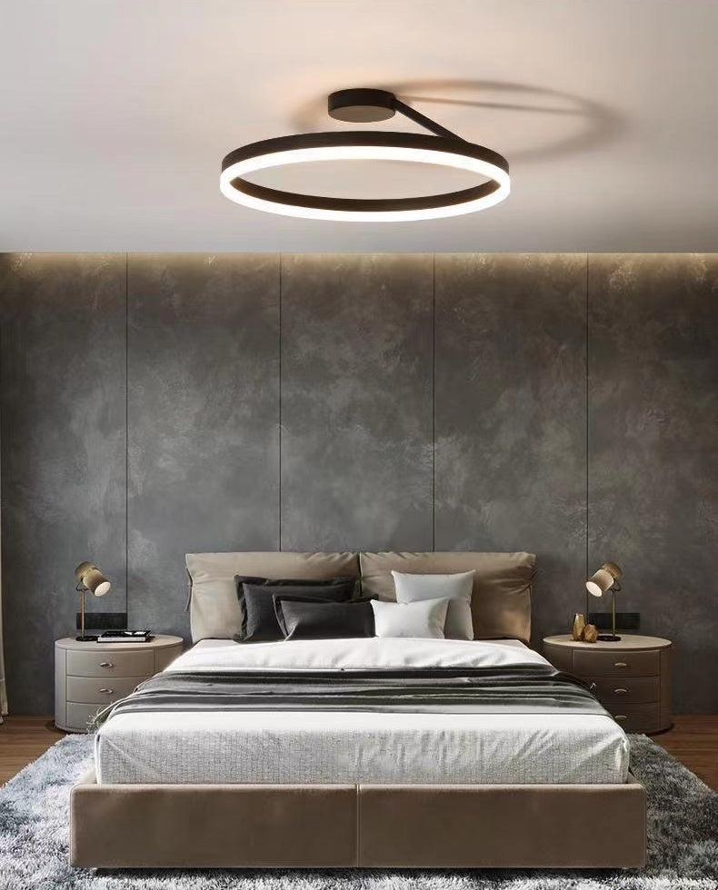 Nordic Style Semi Flush Mount Lighting Gold Ceiling Light Fixture LED Ring  | Homary