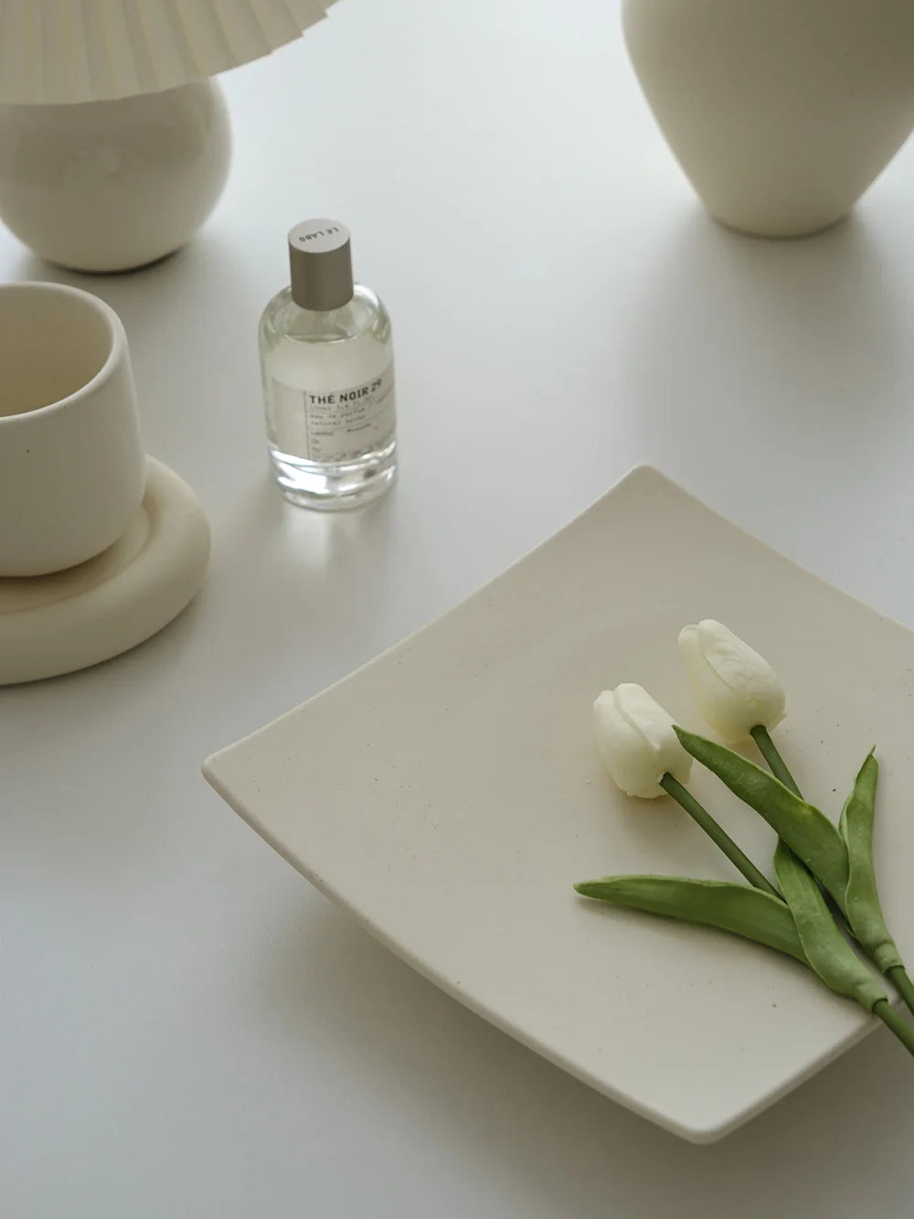 Cream Square Ceramic Plates