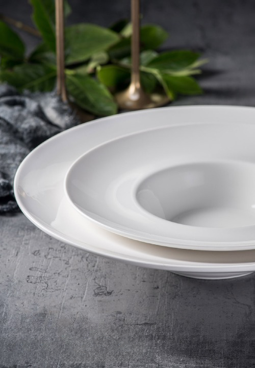 White Ceramic Deep Dinner Plate