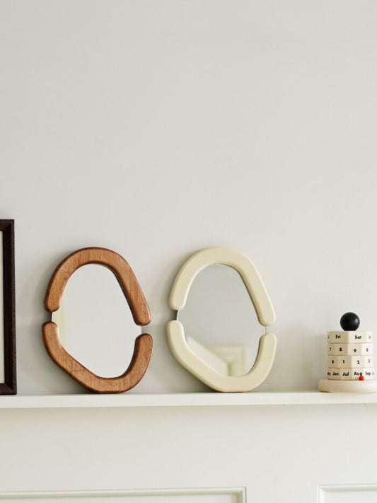 Wooden Retro Oval Mirror