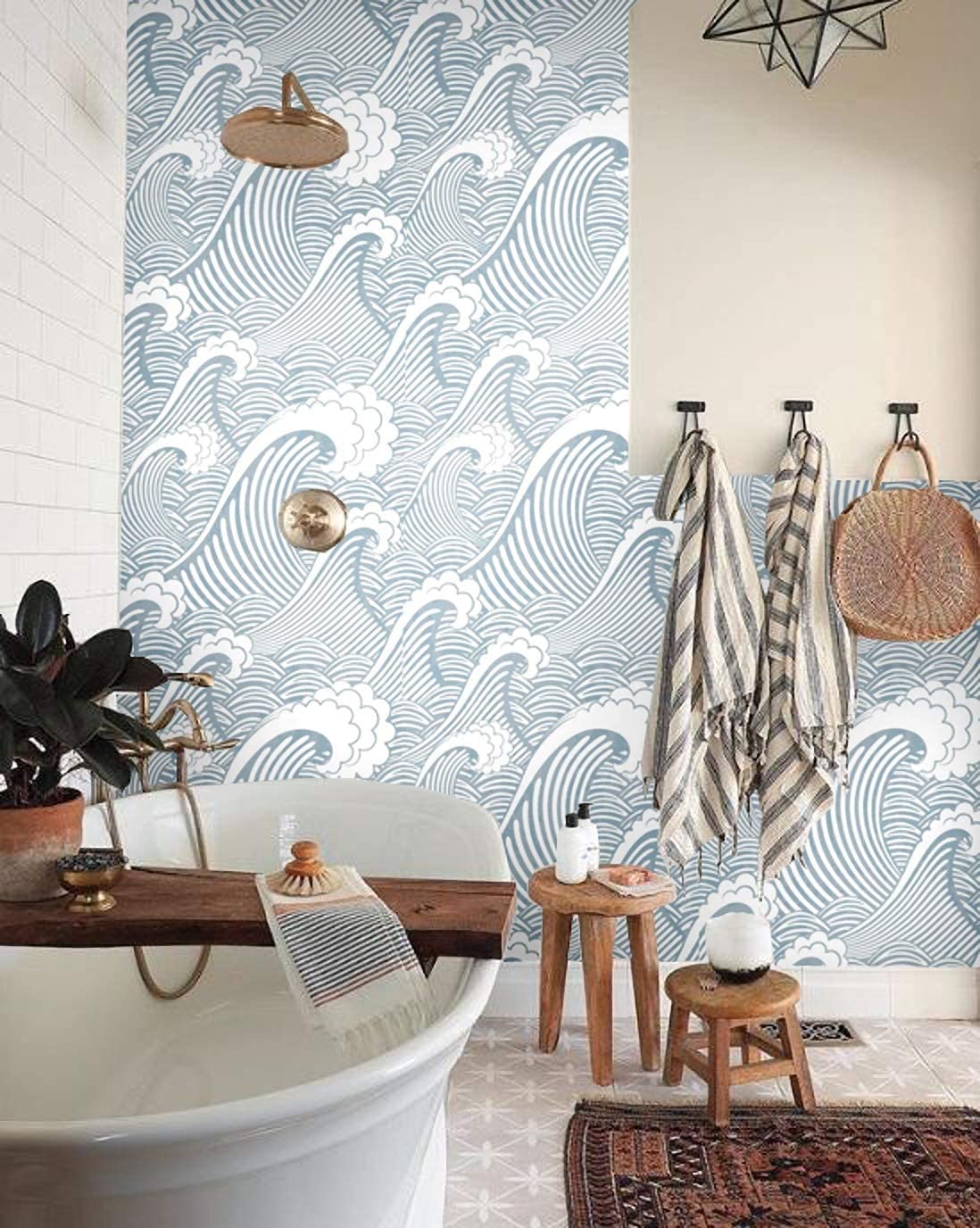 Blue Waves Peel And Stick Wallpaper
