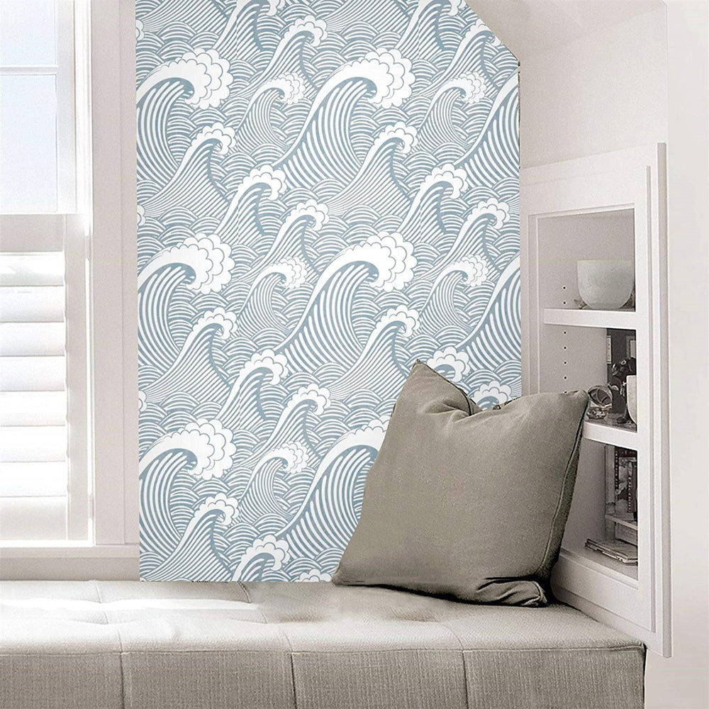 Blue Waves Peel And Stick Wallpaper