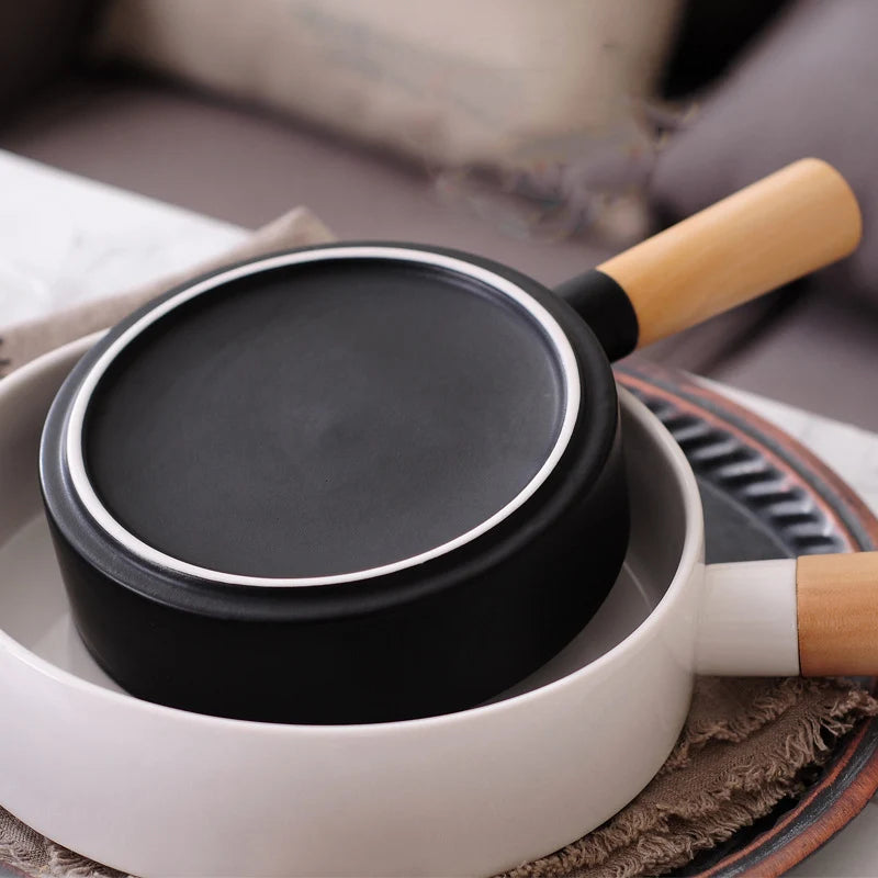 Ceramic Bowl with Wooden Handle