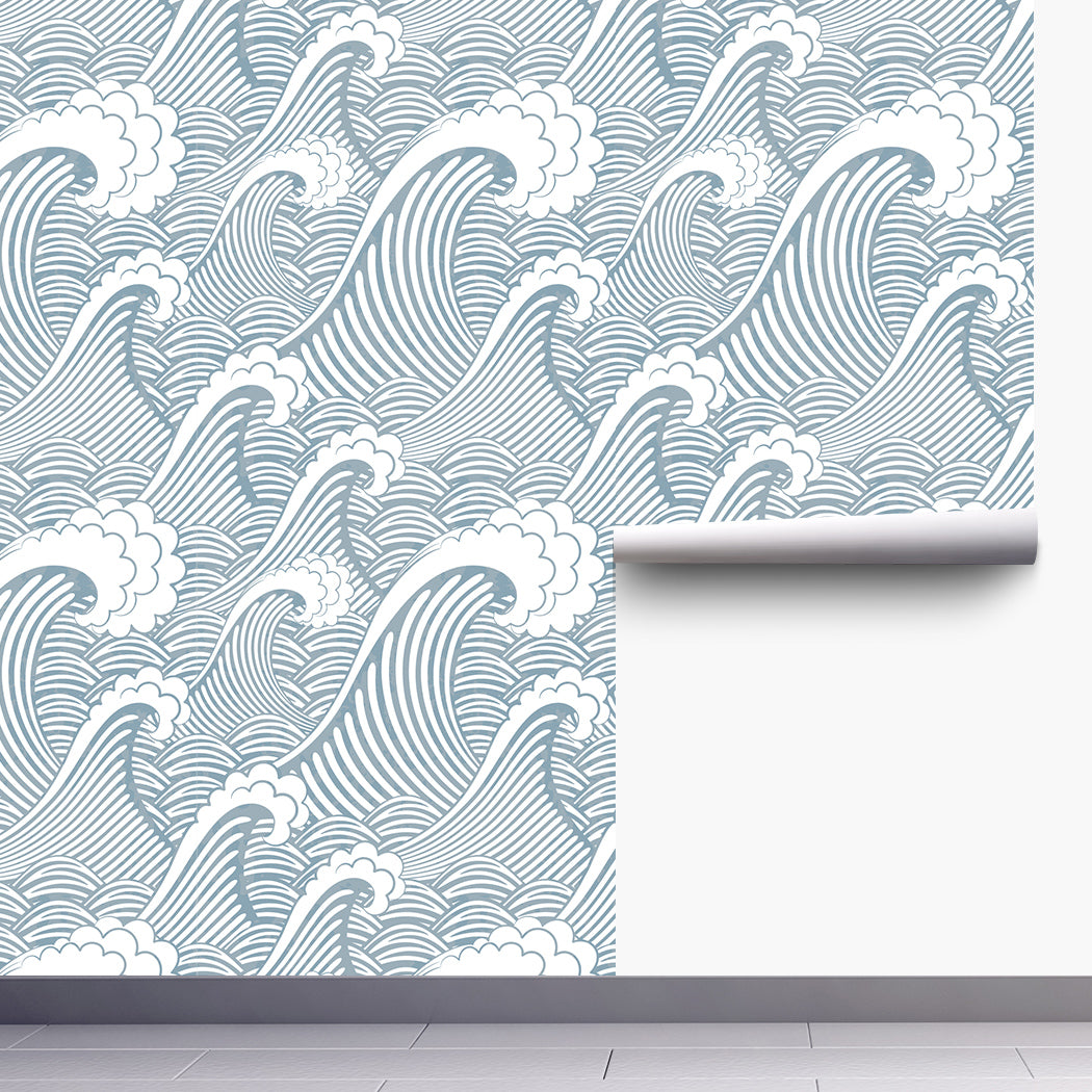 Blue Waves Peel And Stick Wallpaper