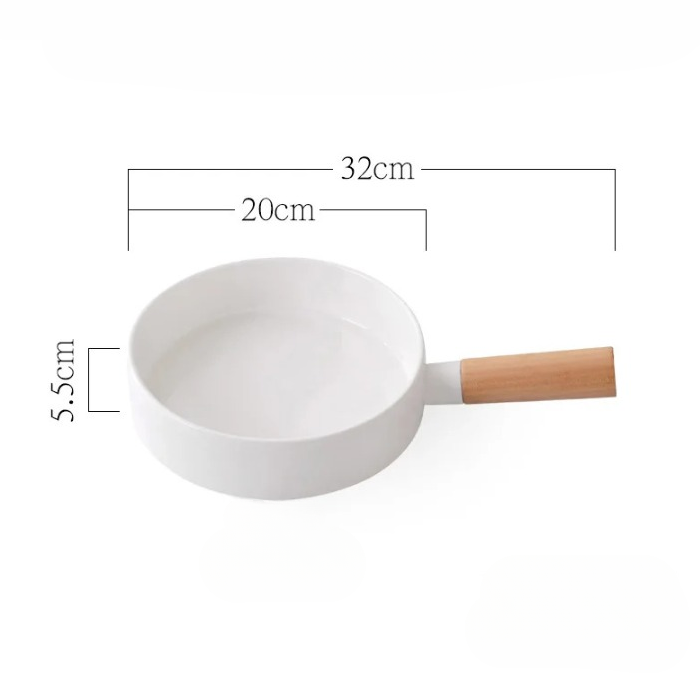 Ceramic Bowl with Wooden Handle
