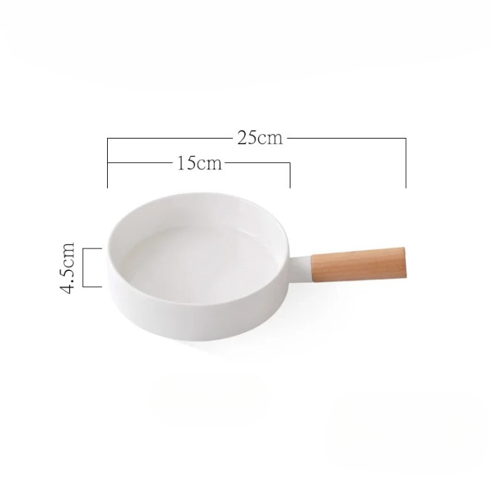 Ceramic Bowl with Wooden Handle