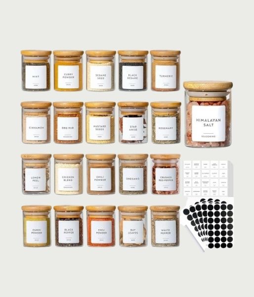 Round Mini Glass Canisters with Wooden Lids