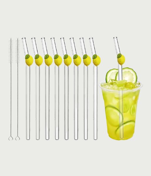 20cm Lemon Glass Straws