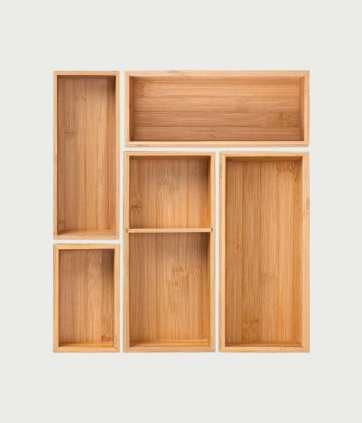 Wooden Drawer Organizer Storage Trays (Set of 5)