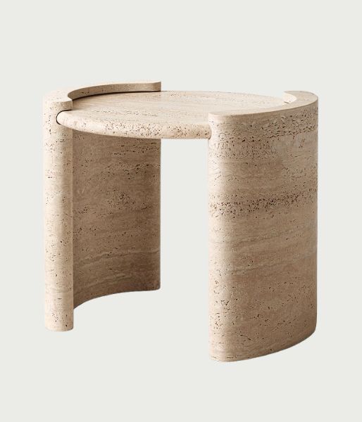 Beige Travertine Custom Side Table