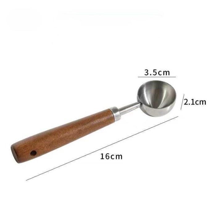 Metal Measuring Coffee Bean Scoops with Wooden Handles