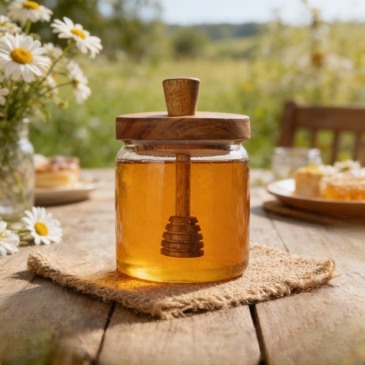 Honey Jar with Dipper and Lid