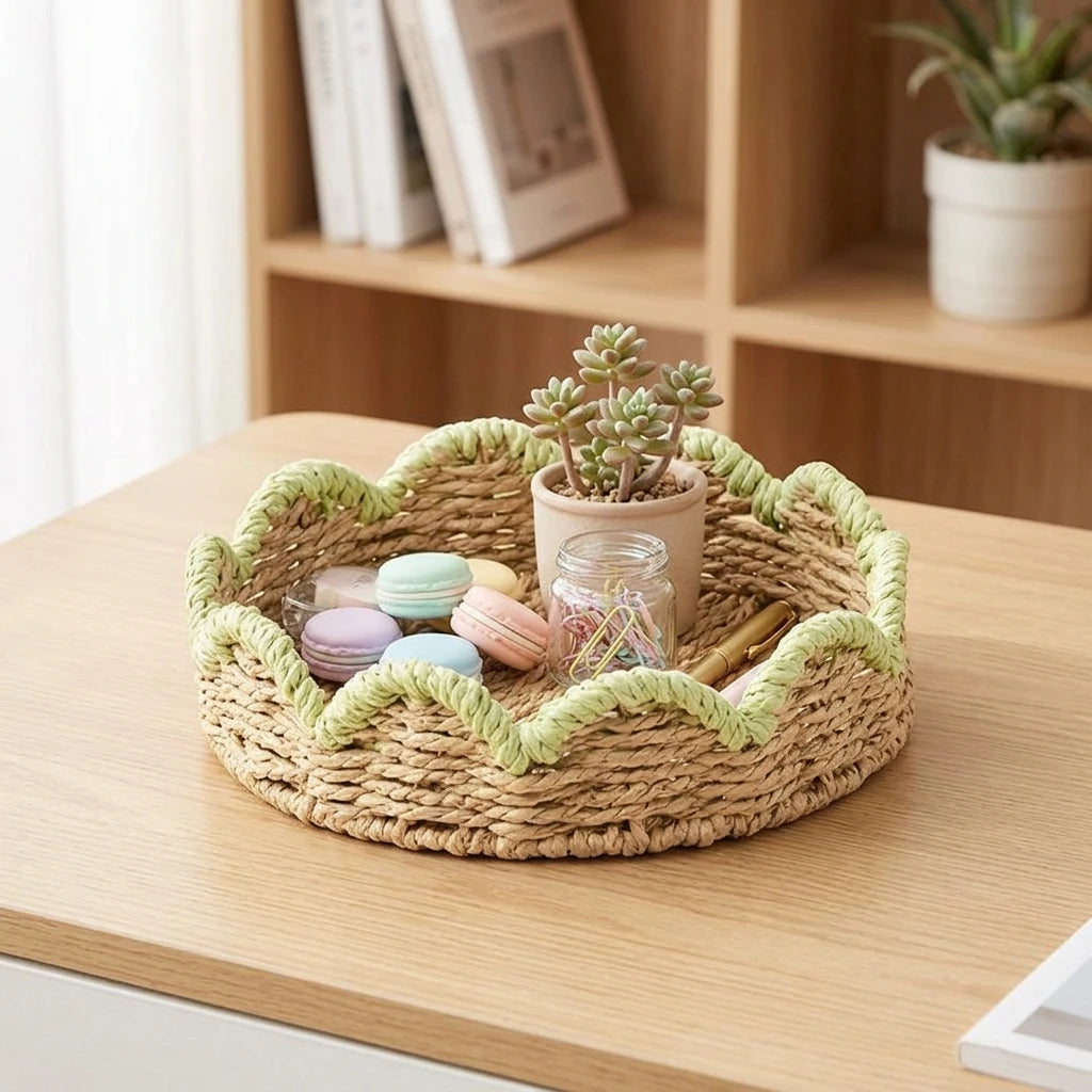 Flower-Shaped Rattan Woven Baskets