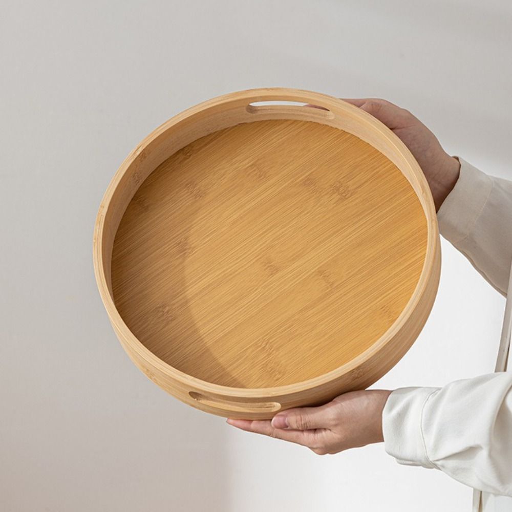 Wooden Round Tray with Handle