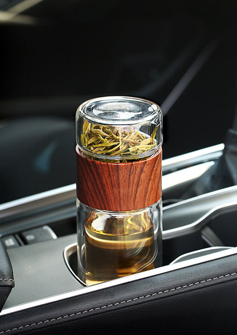 Glass Tea Bottle with Wooden Case and Infuser