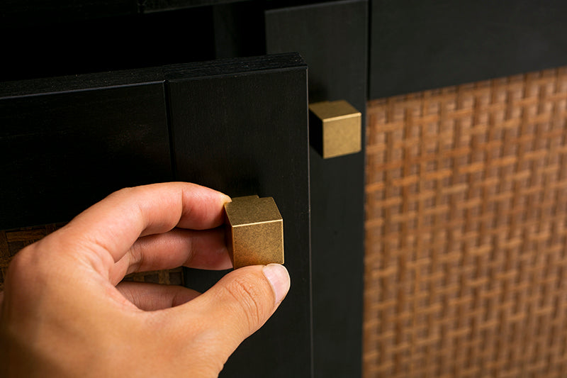 Small Square Solid Brass Handle for Cabinets and Drawers