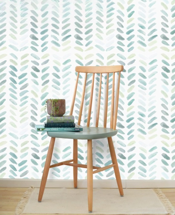 Mini Green Herringbone Peel and Stick Wallpaper