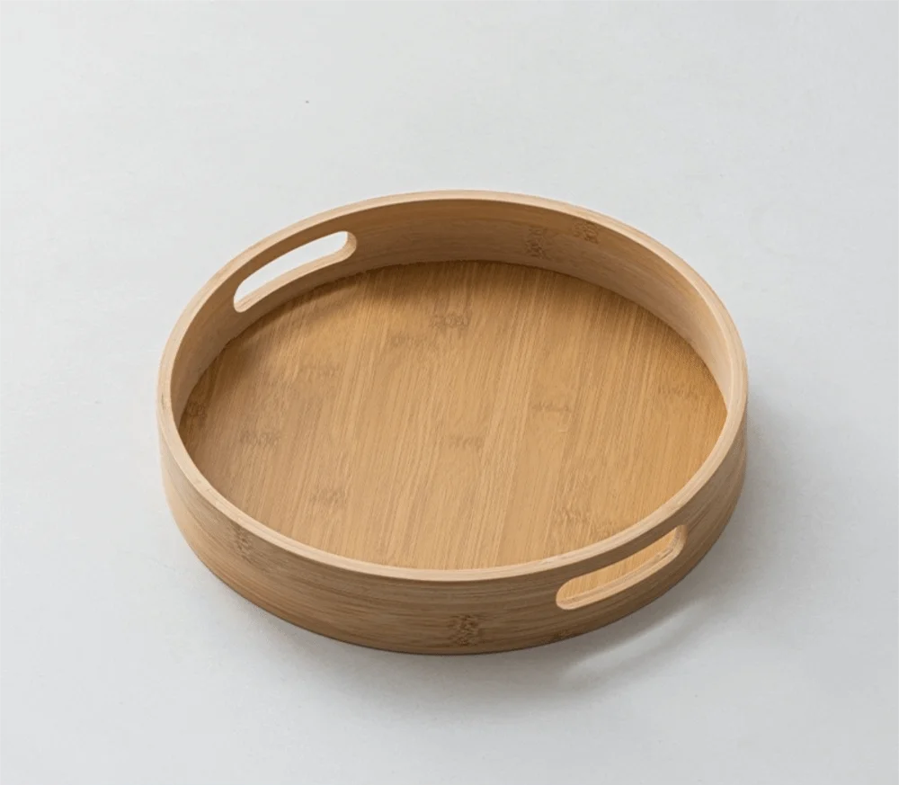 Wooden Round Tray with Handle