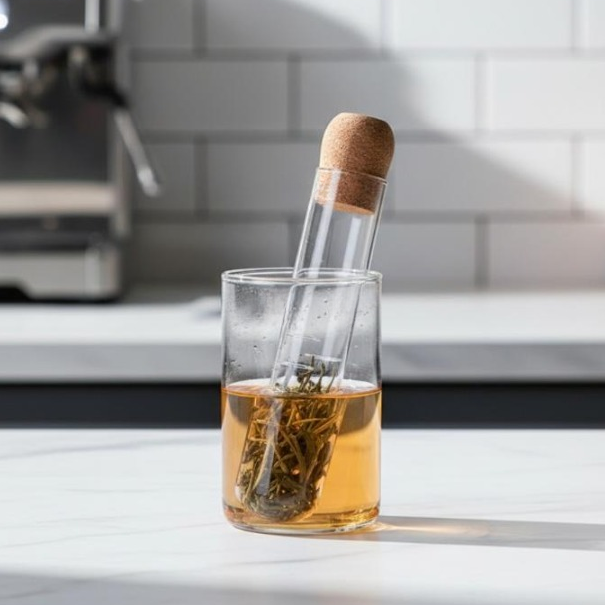 Glass Tea Herb Infuser with Cork Stopper