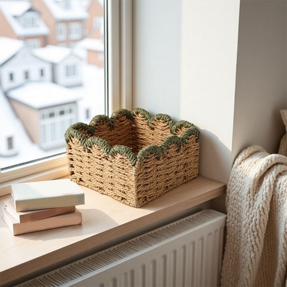Green Curve Woven Storage Basket