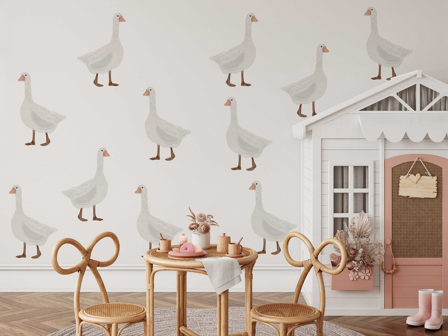 White Goose Peel and Stick Wallpaper