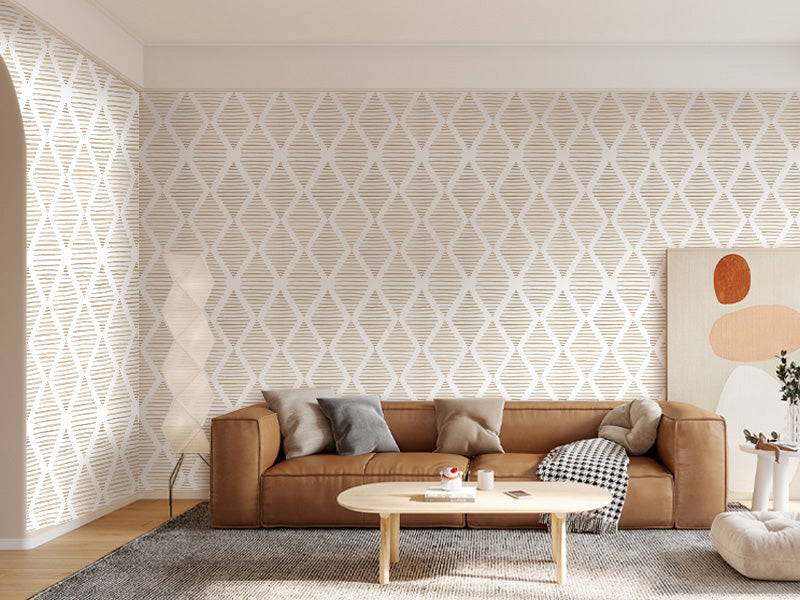 Beige Geometric Peel And Stick Wallpaper