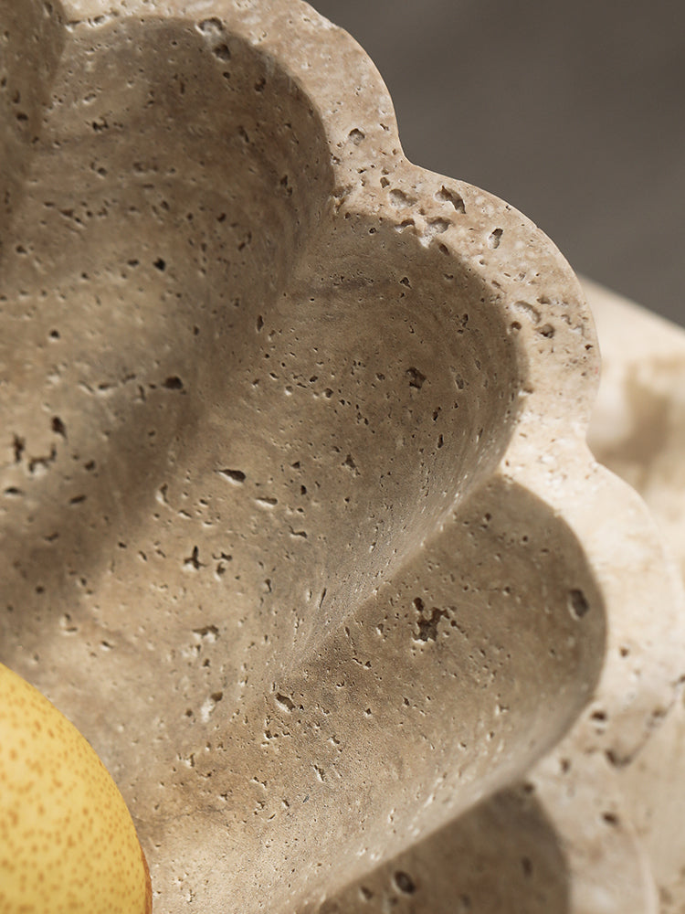 Ruffle Travertine Style Stone Bowl
