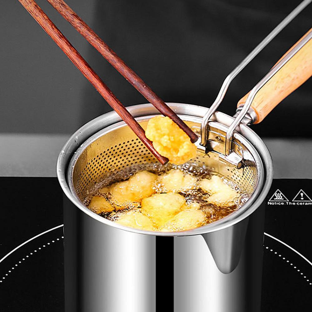 Deep Fryer Pot with Straining Basket and Lid