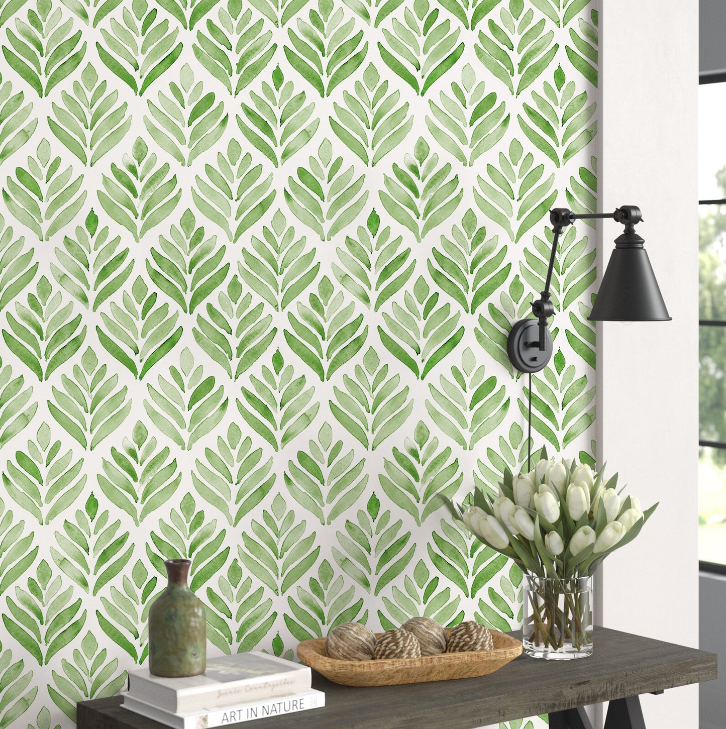 Green Leaves Peel And Stick Wallpaper