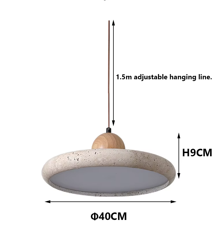 Natural Stone & Wood Pendant Fixture