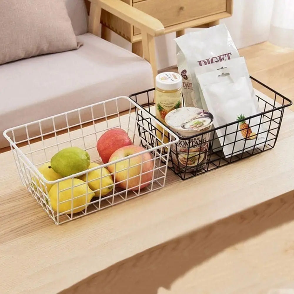 Metal Storage Baskets with Built-In Handles